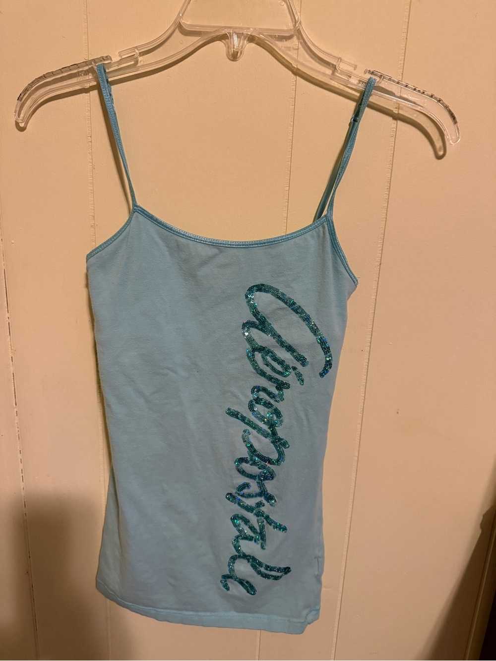 Aeropostale Blue Sequin Script Spaghetti Strap Camisole